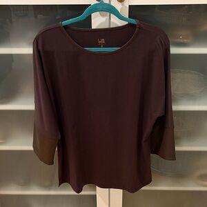 NEW Belle by Kim Gravel Brown Bracelet Sleeve Top with vegan leather application
